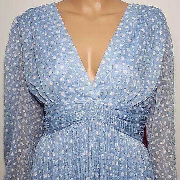NWT Alex Marie Polka Dot Dress Women's Plus Size 20W Blue White Chiffon Wedding - Picture 5 of 12